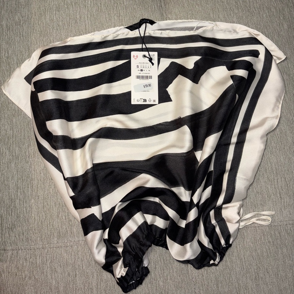 Zara Black and White Striped Top